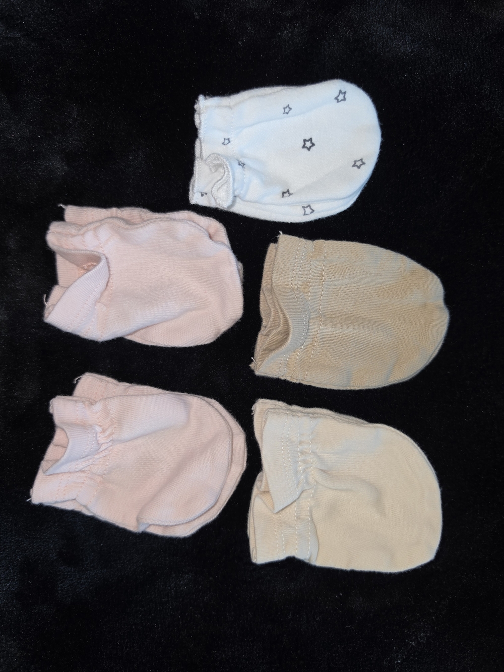 Baby Cotton Scratch Mittens Pack - Pink, White, Beige - Unbranded